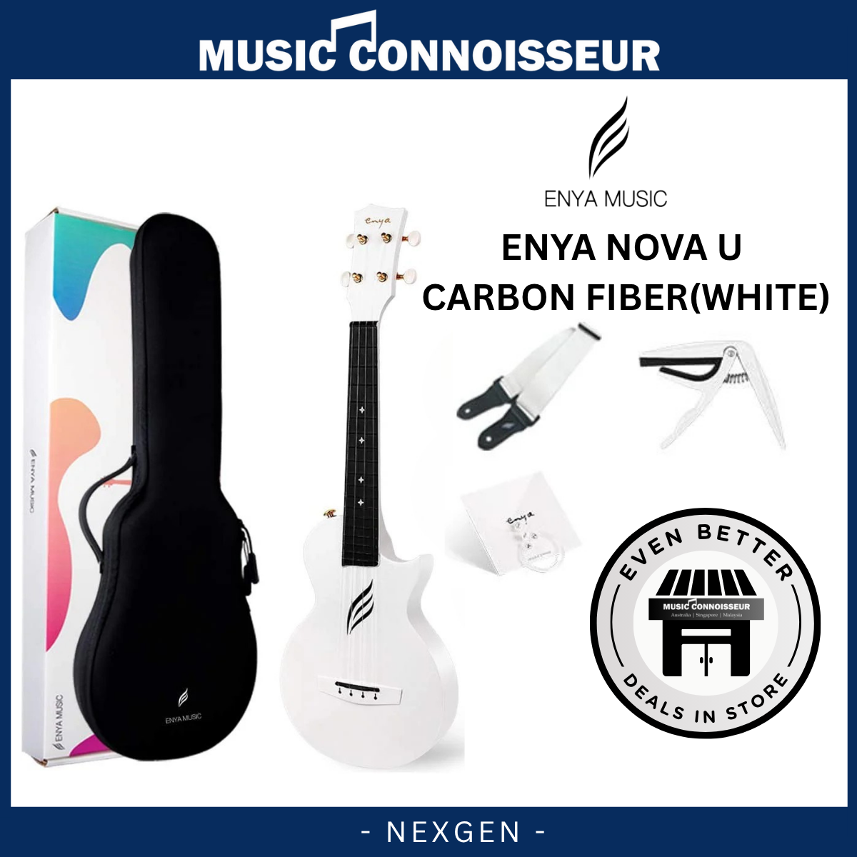 ENYA NOVA U Carbon Ukulele (White)