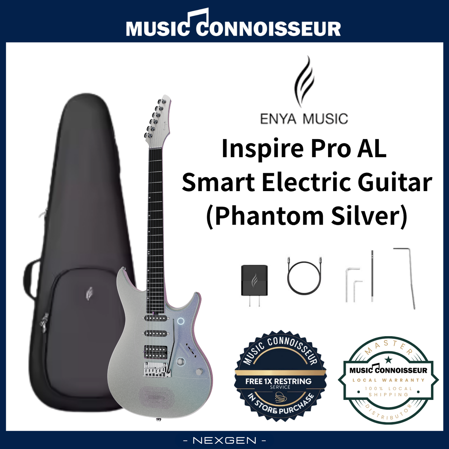 ENYA Inspire Pro AL Smart Electric Guitar (Phantom Silver)