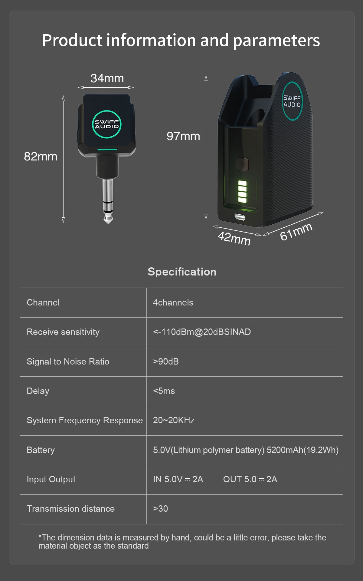 Swiff Audio WX-503 5.8GHz Guitar Wireless System