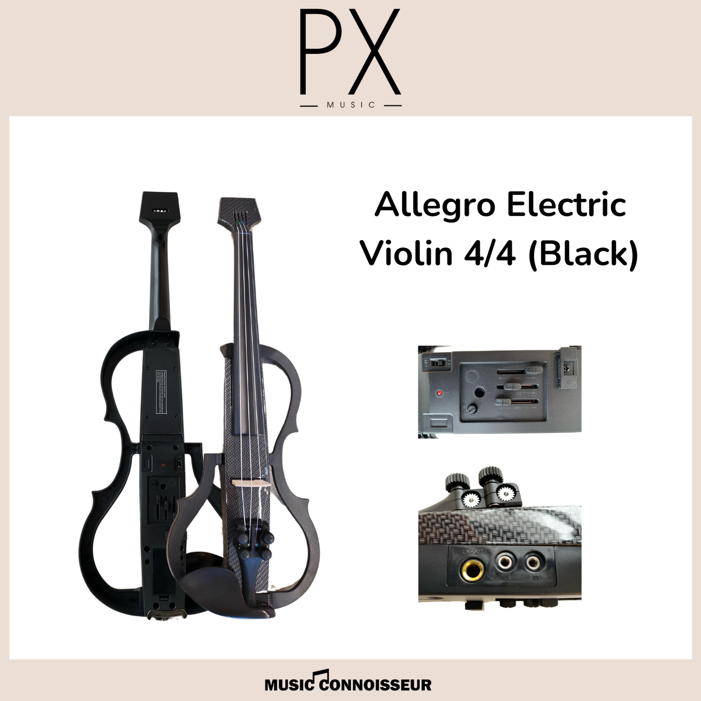 PX Allegro 4/4 Electric Violin (Black)