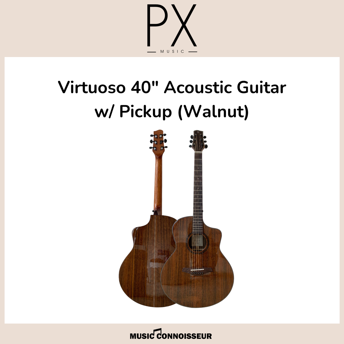 PX Virtuoso 40" Acoustic Guitar w/ Pickup (Walnut)