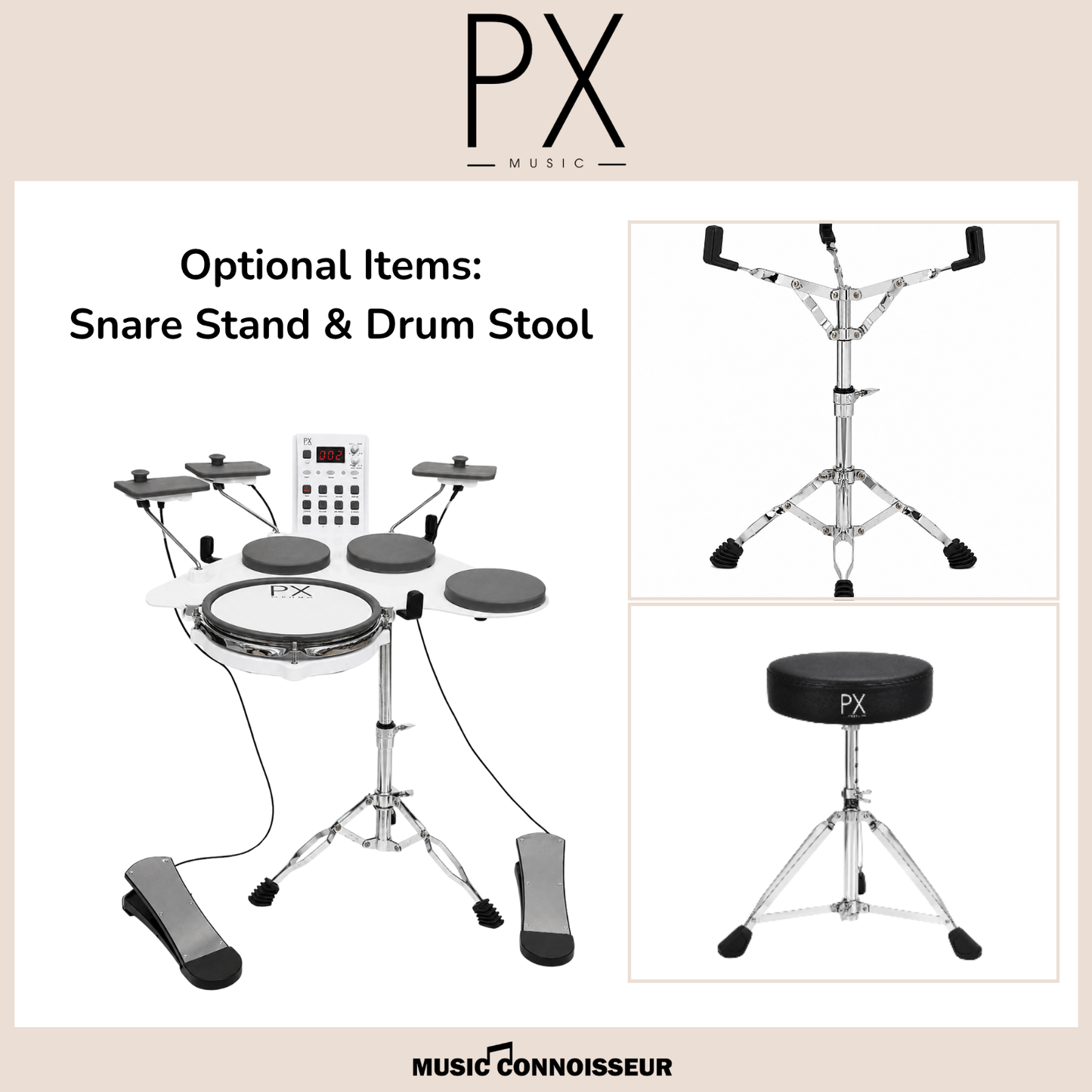 PX Allegro Electronic Drum Kit (White)
