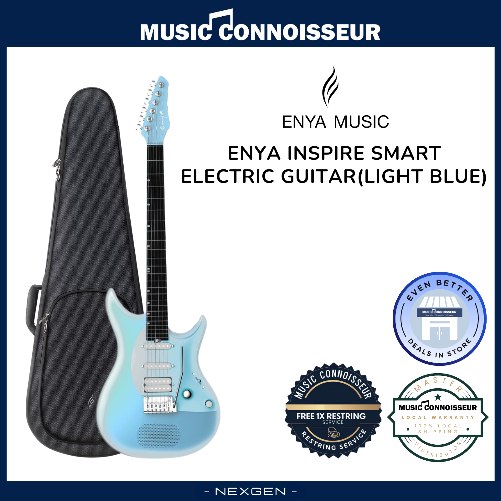 ENYA Inspire Smart Electric Guitar (Light Blue) – Music