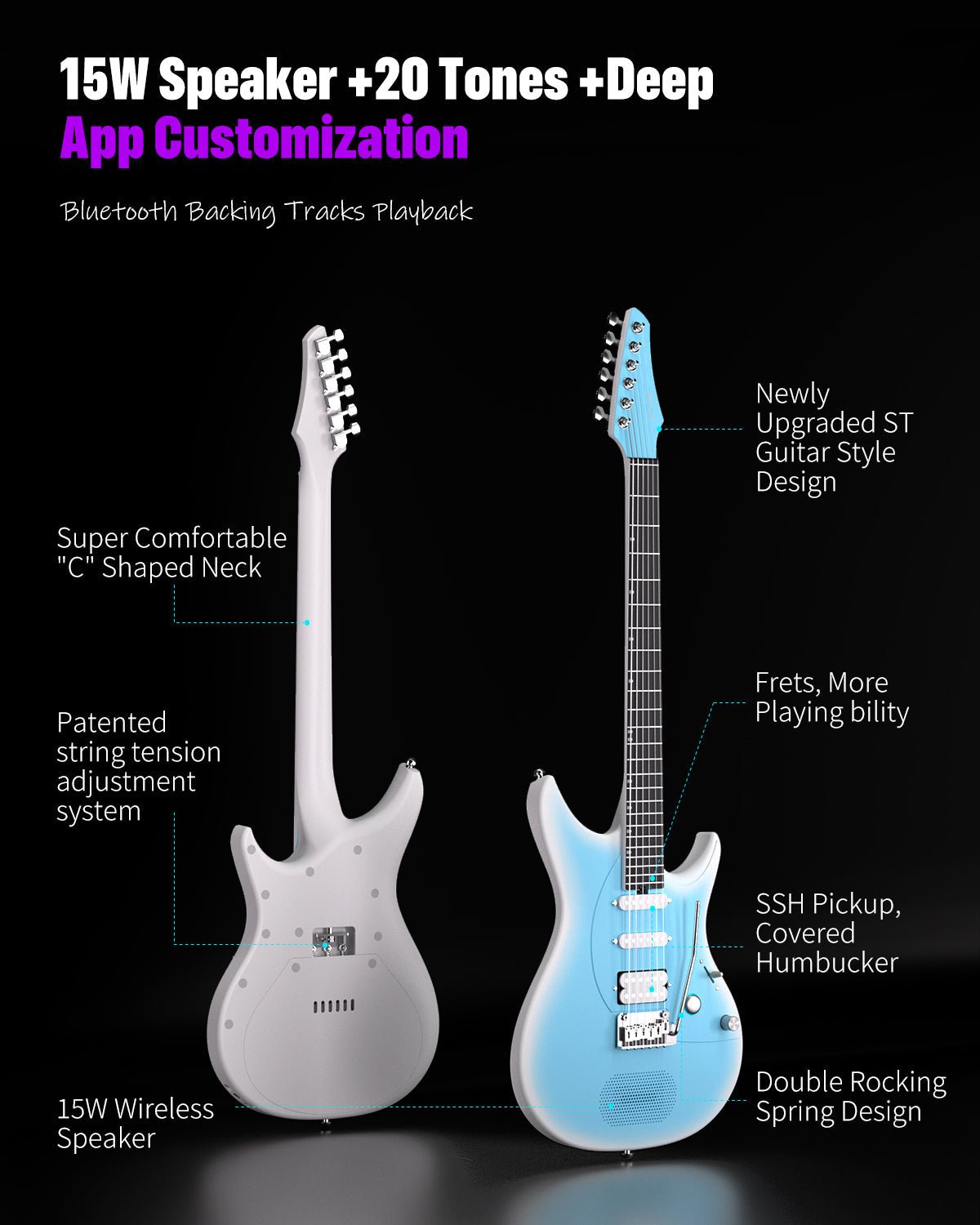 ENYA Inspire Smart Electric Guitar (Light Blue)