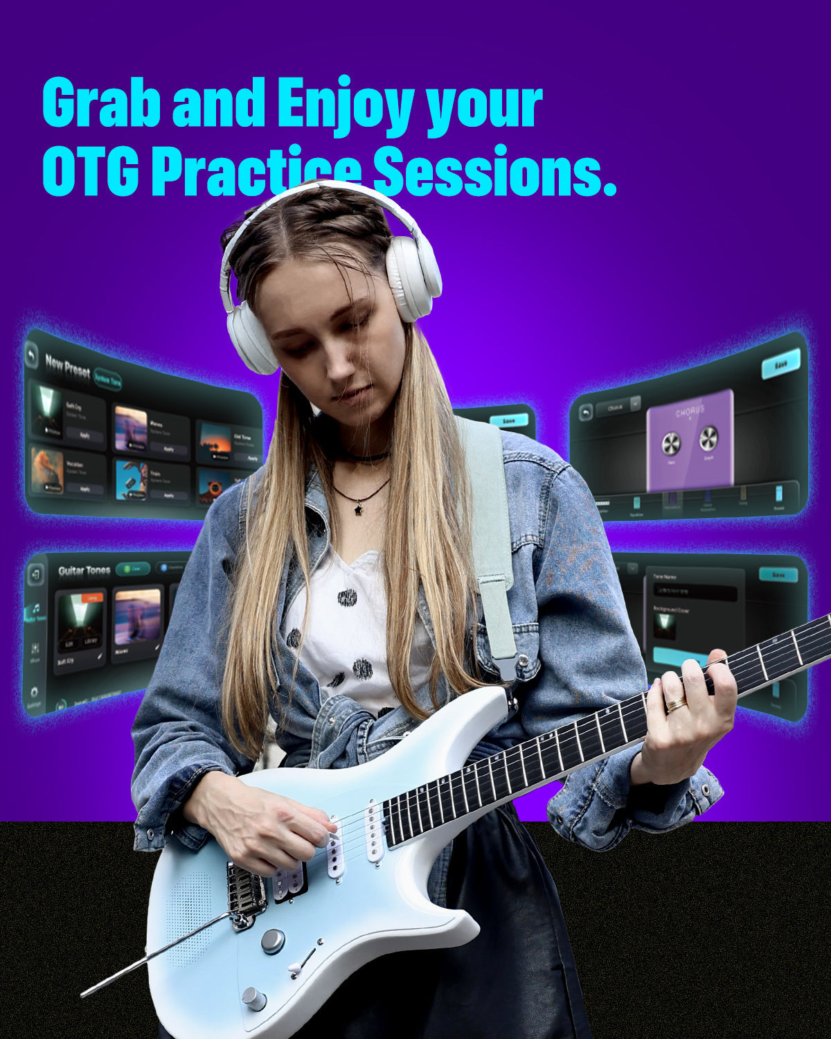 ENYA Inspire Smart Electric Guitar (Light Blue)