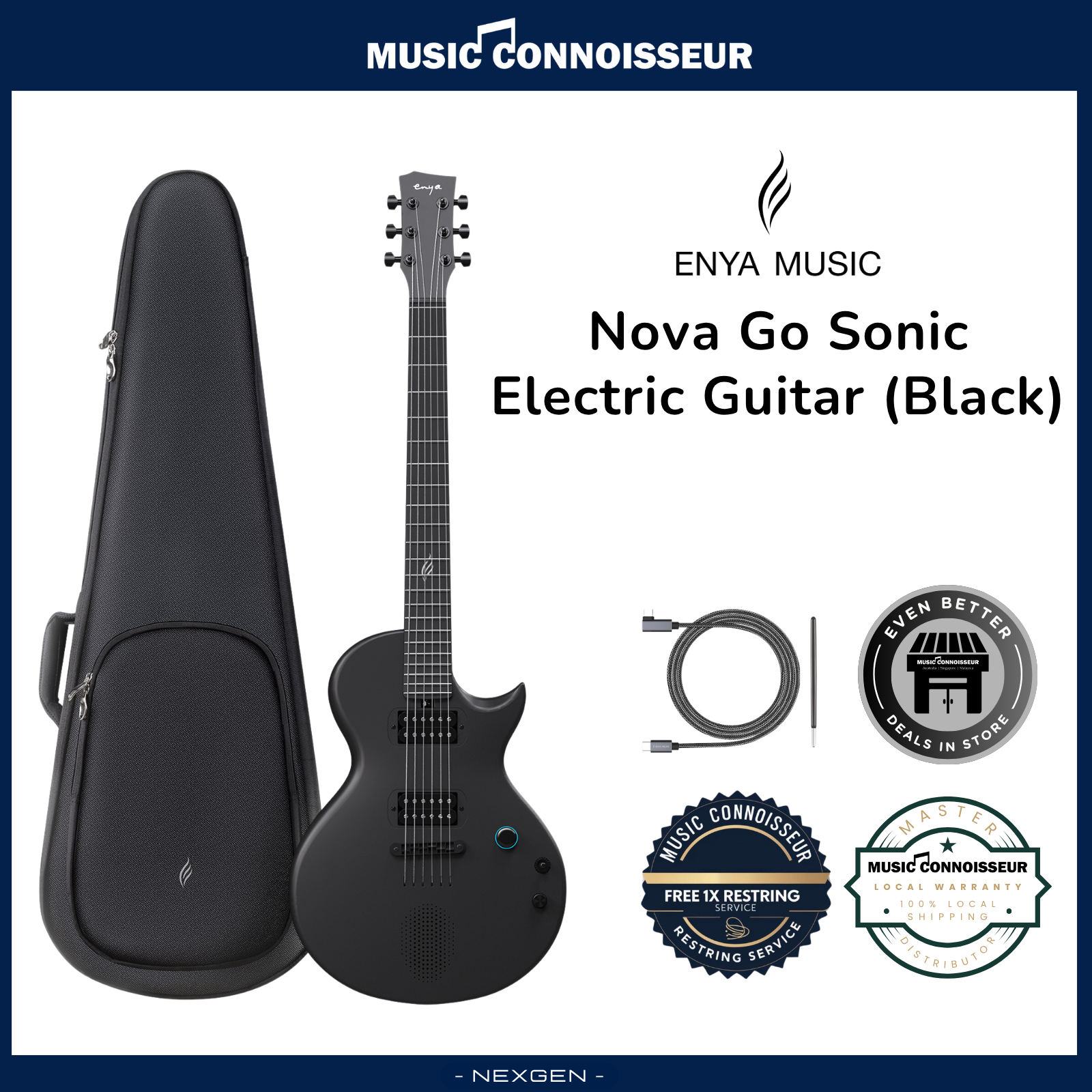 ENYA NOVA GO Sonic Electric Guitar (Black) – Music Connoisseur (M