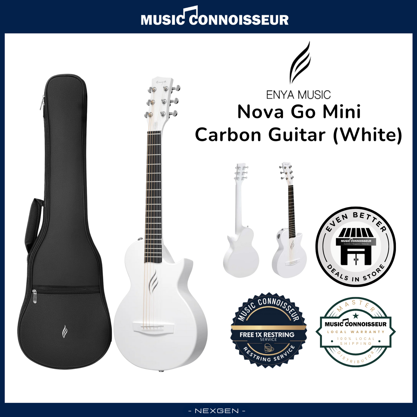 ENYA NOVA GO MINI Carbon Guitar (White)