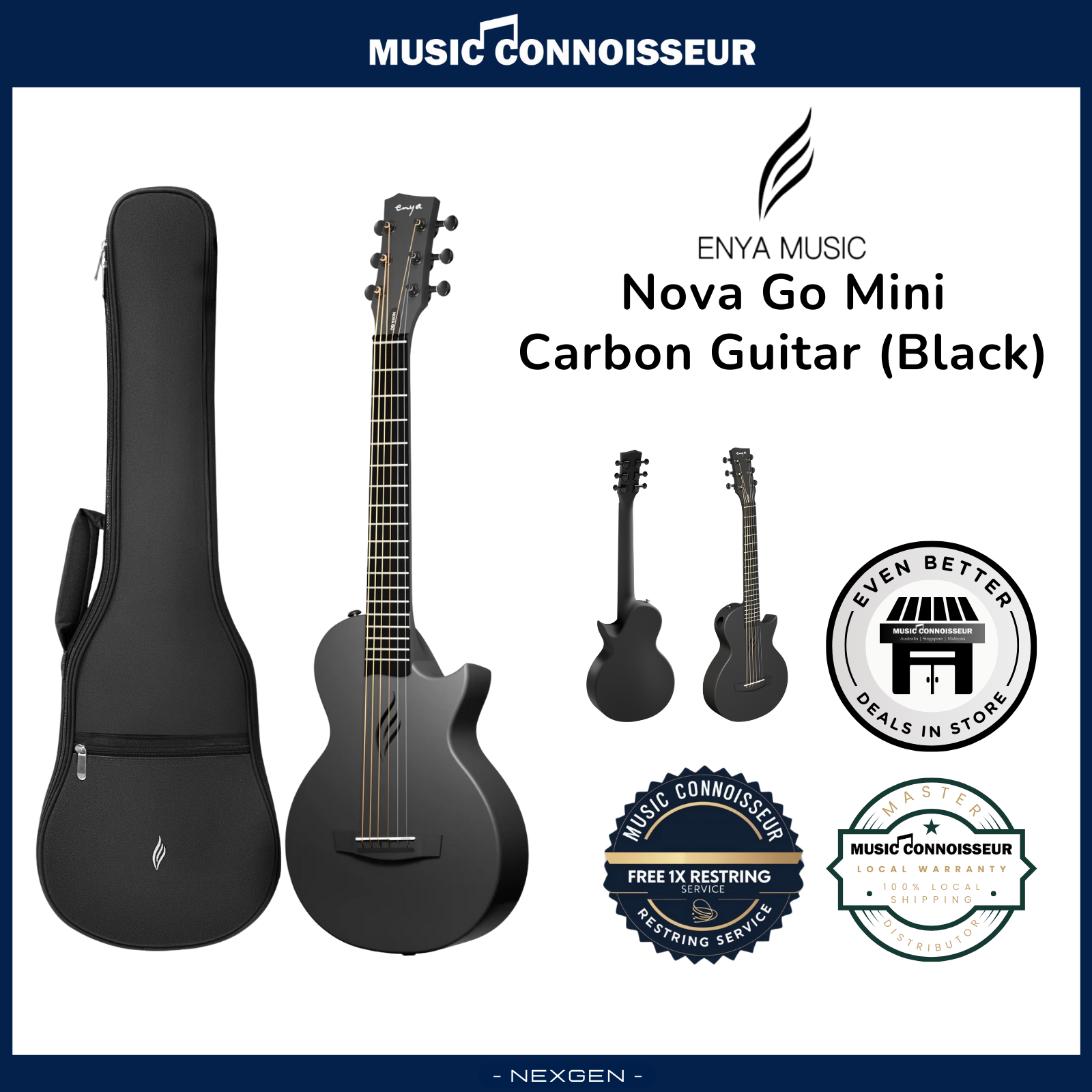 ENYA NOVA GO MINI Carbon Guitar (Black) – Music Connoisseur (M