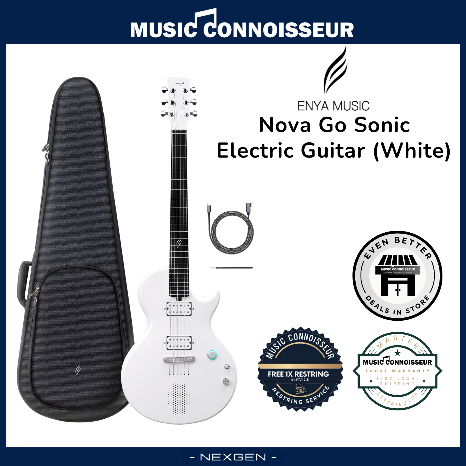 ENYA NOVA GO Sonic Electric Guitar (White) – Music