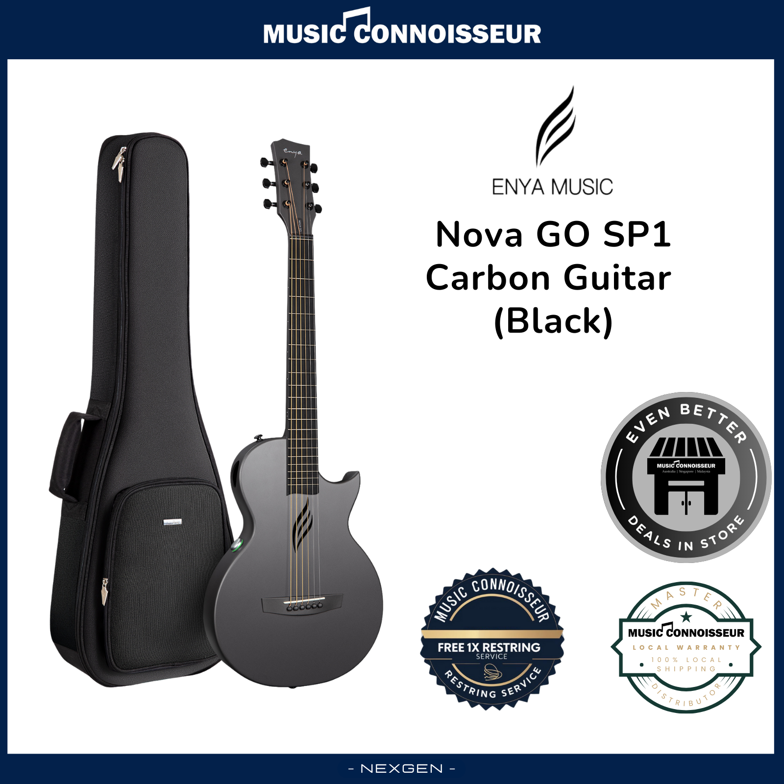ENYA NOVA GO SP1 Carbon Guitar (Black) – Music Connoisseur (M) Sdn Bhd