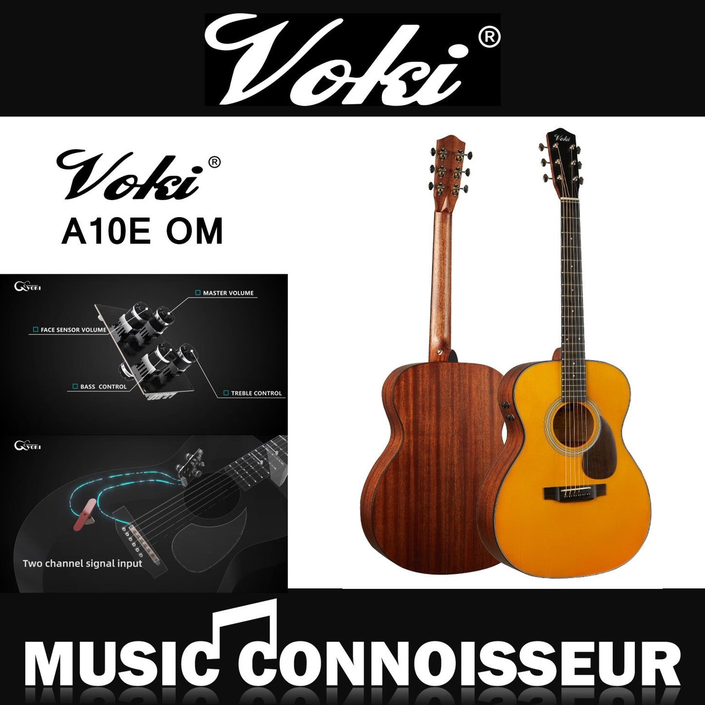 Voki A10E Artisan Series (OM) Acoustic Guitar