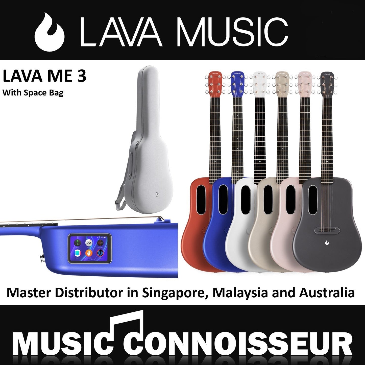 Lava Me 3 38" Smart Carbon Composite Guitar (Blue)