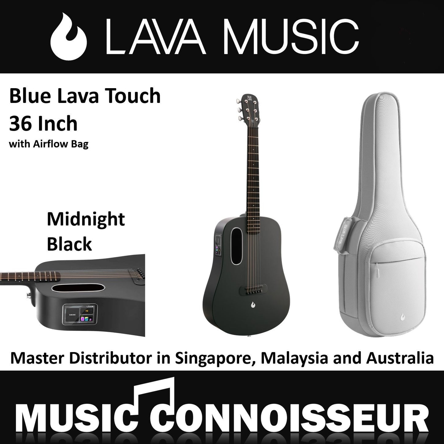 Blue Lava 36" Smart Guitar (Midnight Black)