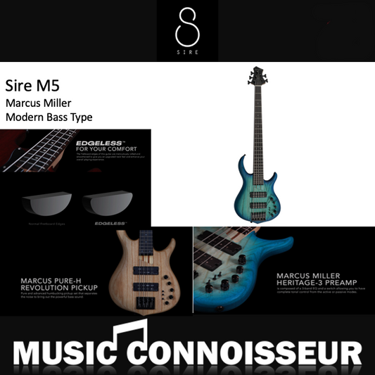 Sire Marcus Miller M5 Ash 5 Strings Bass Left-Handed (2nd Gen - Transparent Blue - Satin)