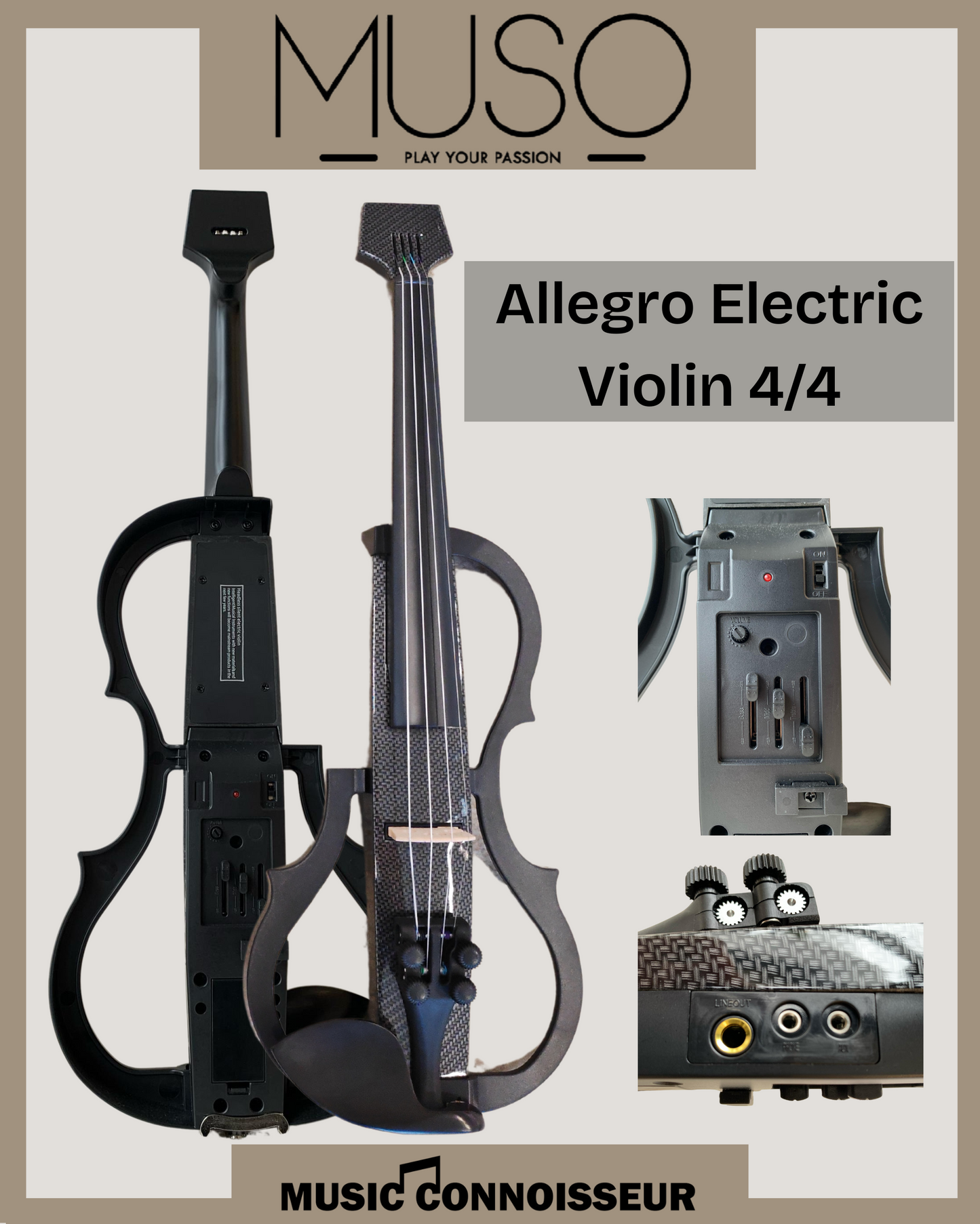 MUSO Allegro 4/4 Electric Violin (Black)