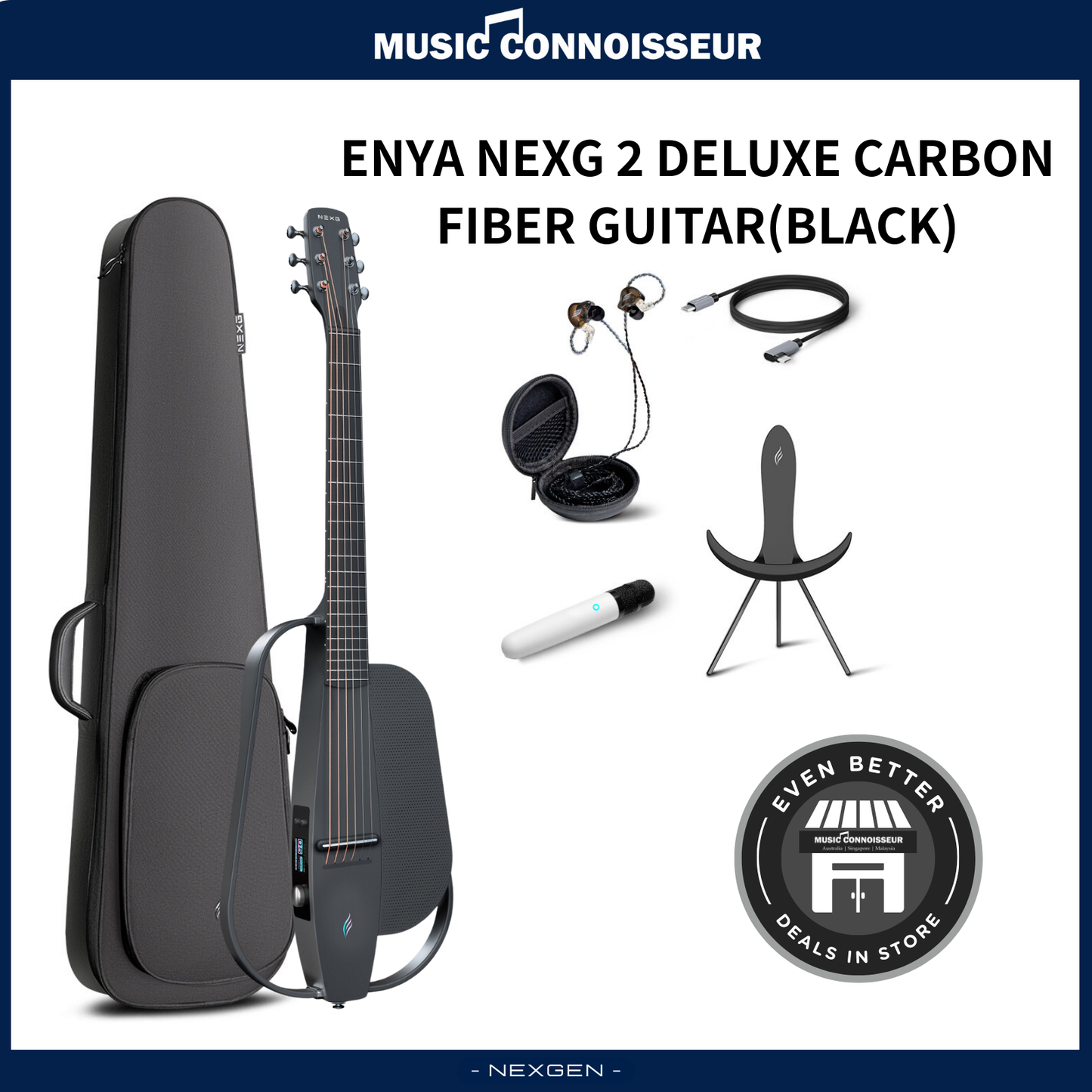ENYA NEXG 2 Deluxe Carbon Fiber Guitar (Black)