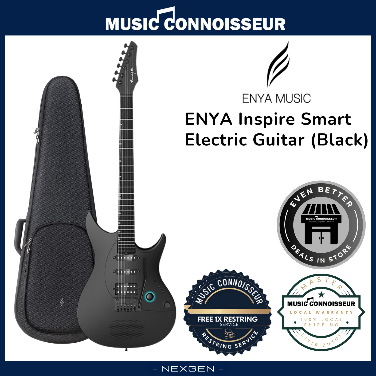 ENYA Inspire Smart Electric Guitar (Black) – Music Connoisseur (M