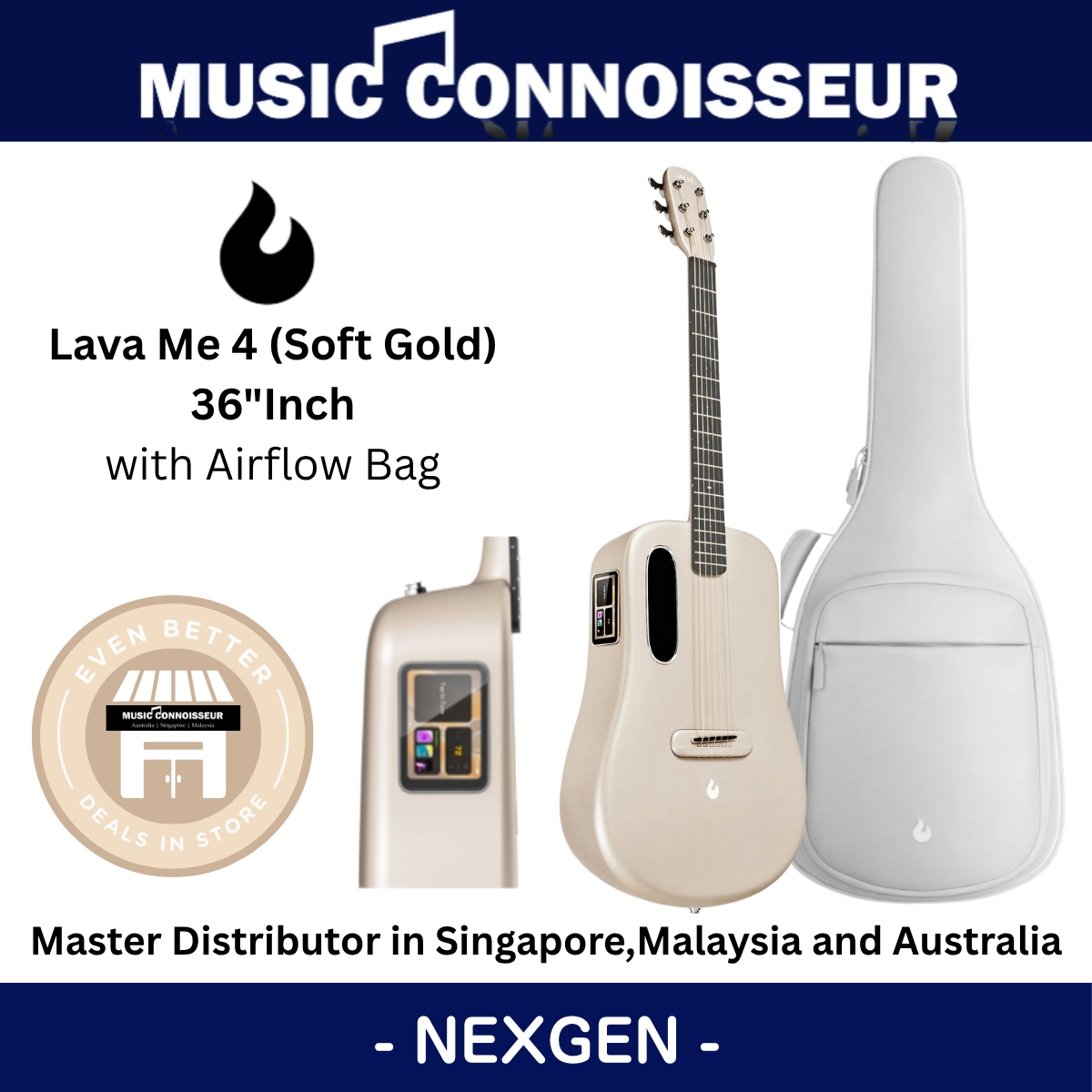 LAVA ME 4 Carbon 36" with Airflow Bag (Soft Gold)