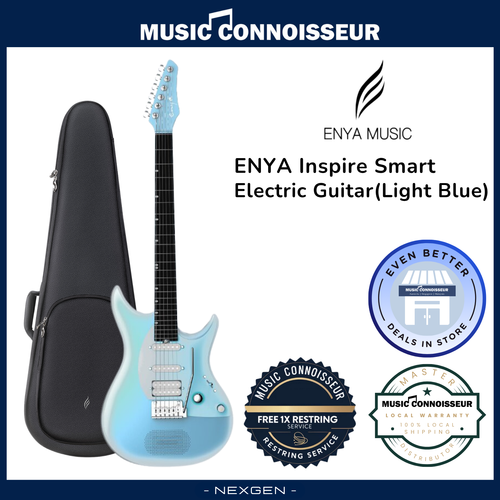 ENYA Inspire Smart Electric Guitar (Light Blue) – Music