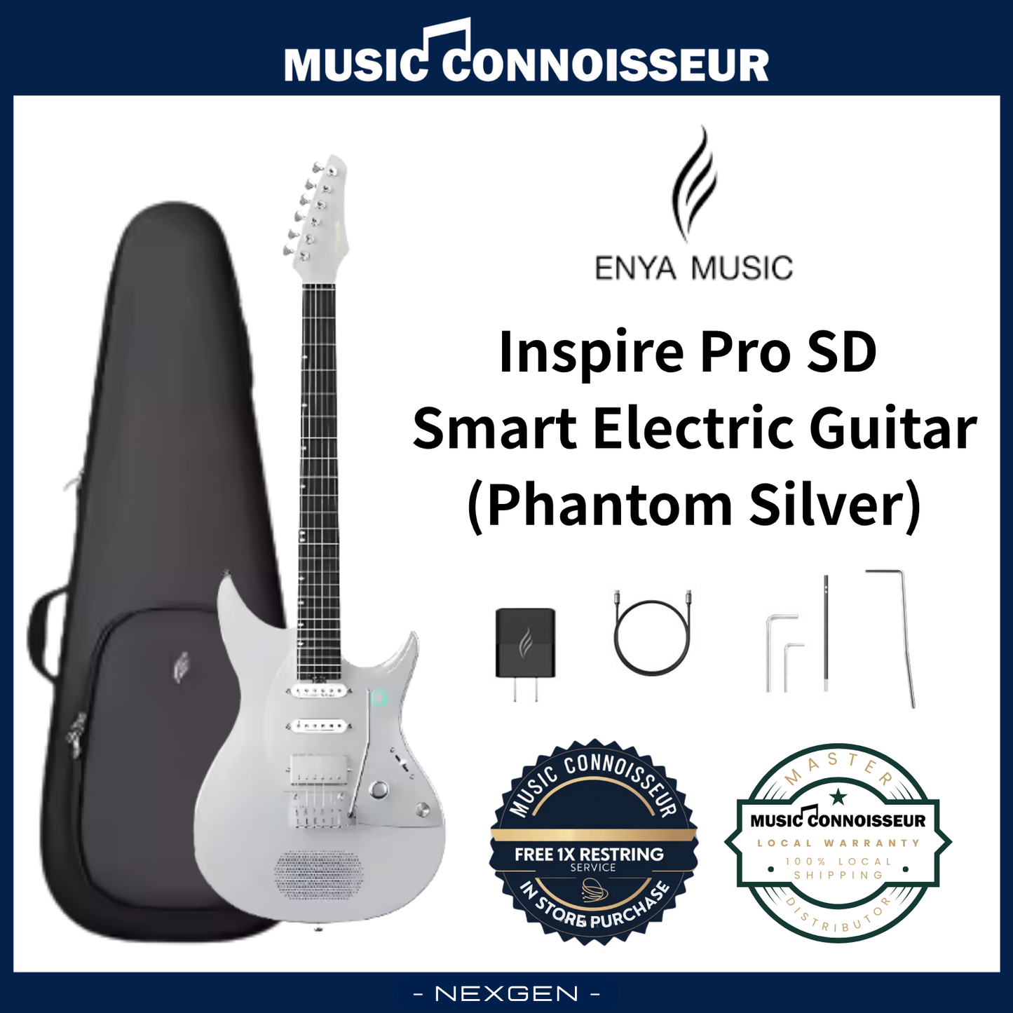 ENYA Inspire Pro SD Smart Electric Guitar (Phantom Silver)
