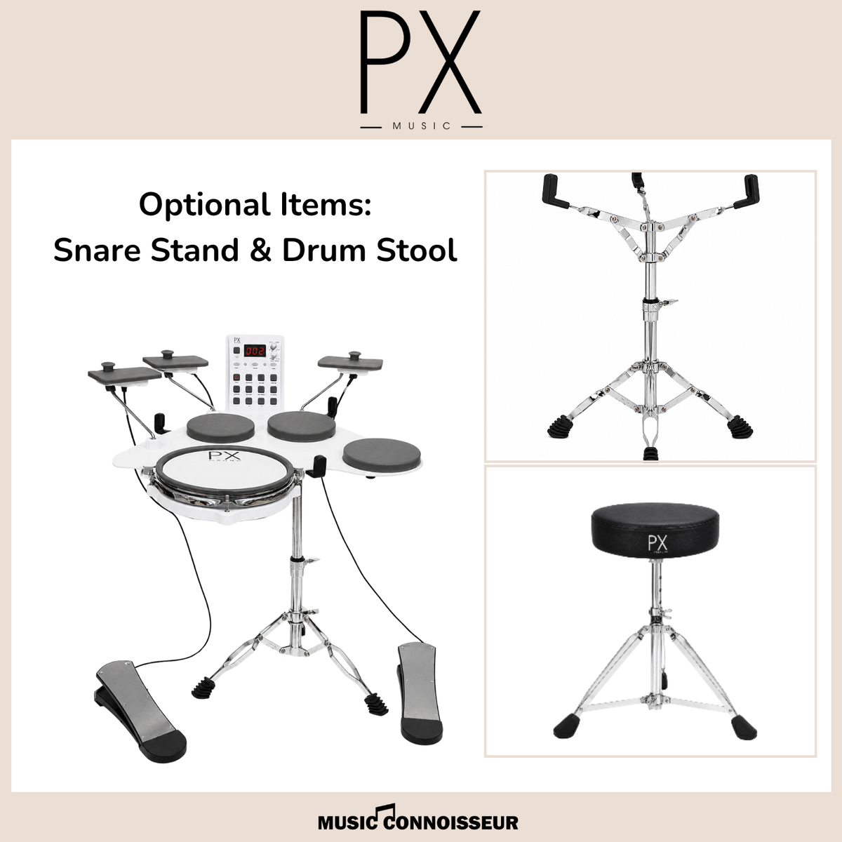 PX Allegro Electronic Drum Kit (White)