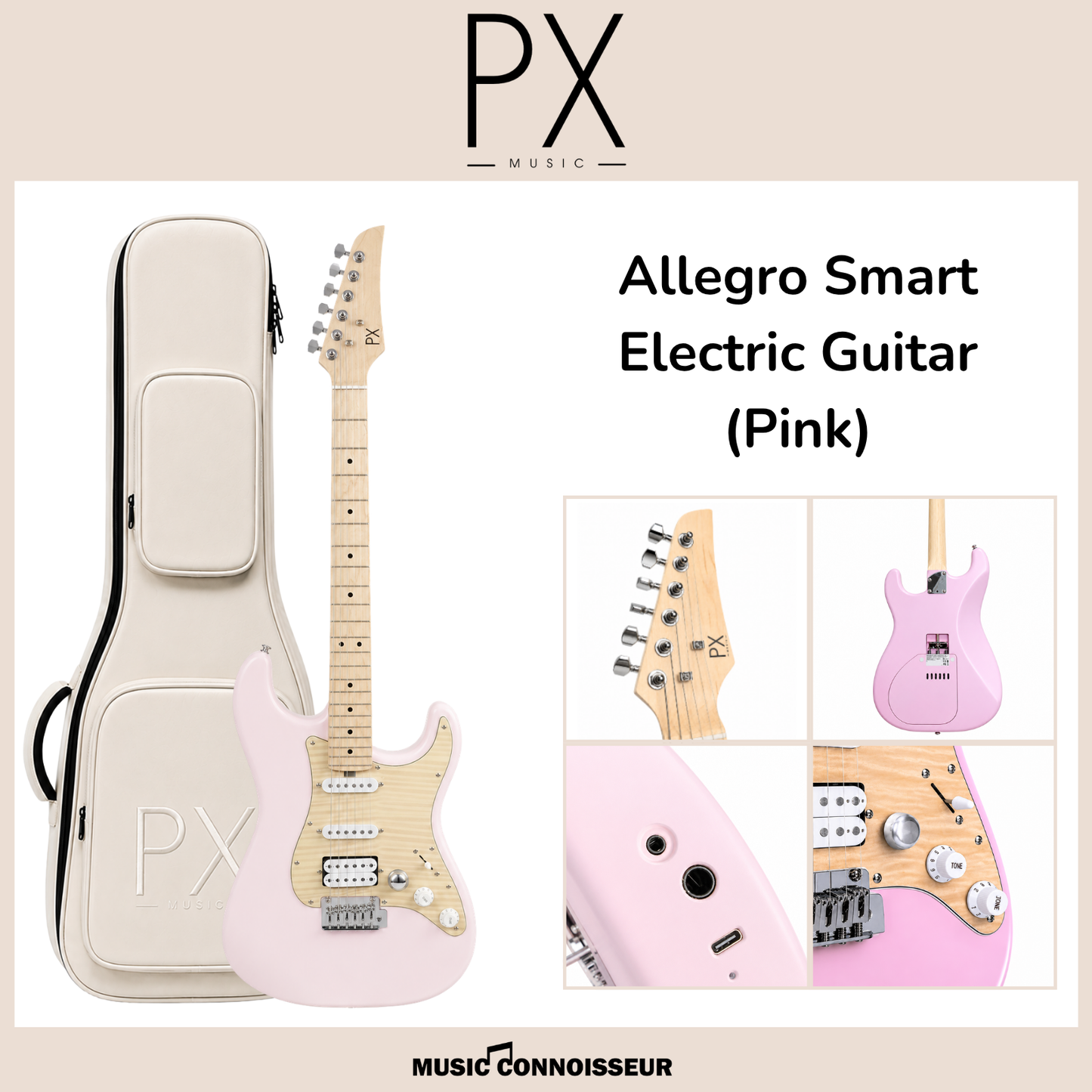 PX Allegro Smart Electric Guitar (Pink)