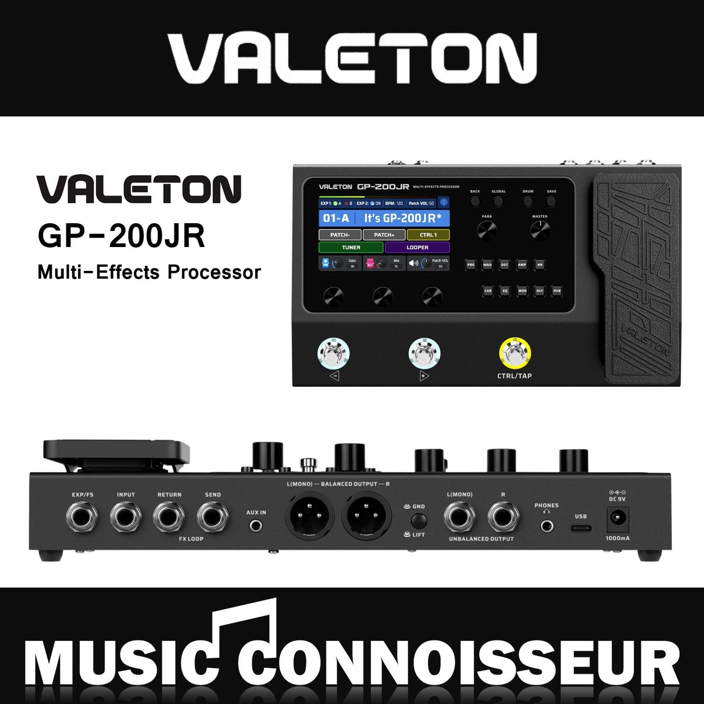 Valeton GP-200JR Guitar Multi-Effect Amp Simulator (Black)