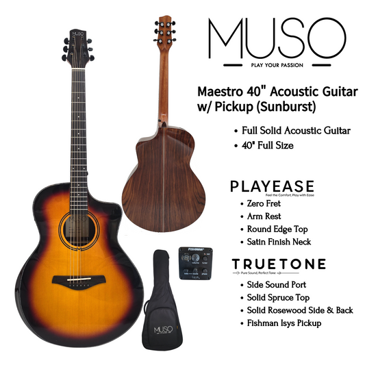 MUSO Maestro 40" Acoustic Guitar w/ Pickup (Sunburst)