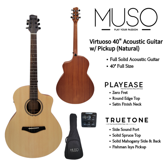 MUSO Virtuoso 40" Acoustic Guitar w/ Pickup (Natural)