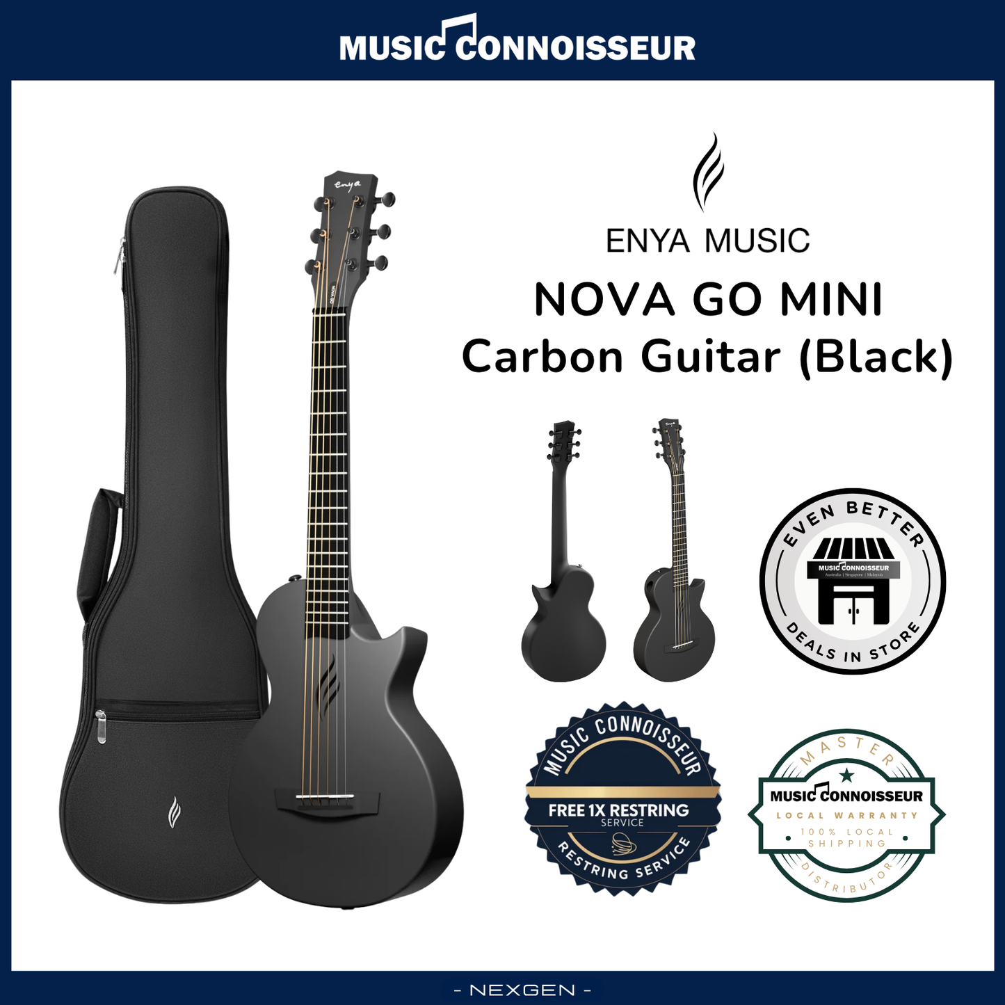 ENYA NOVA GO MINI Carbon Guitar (Black)