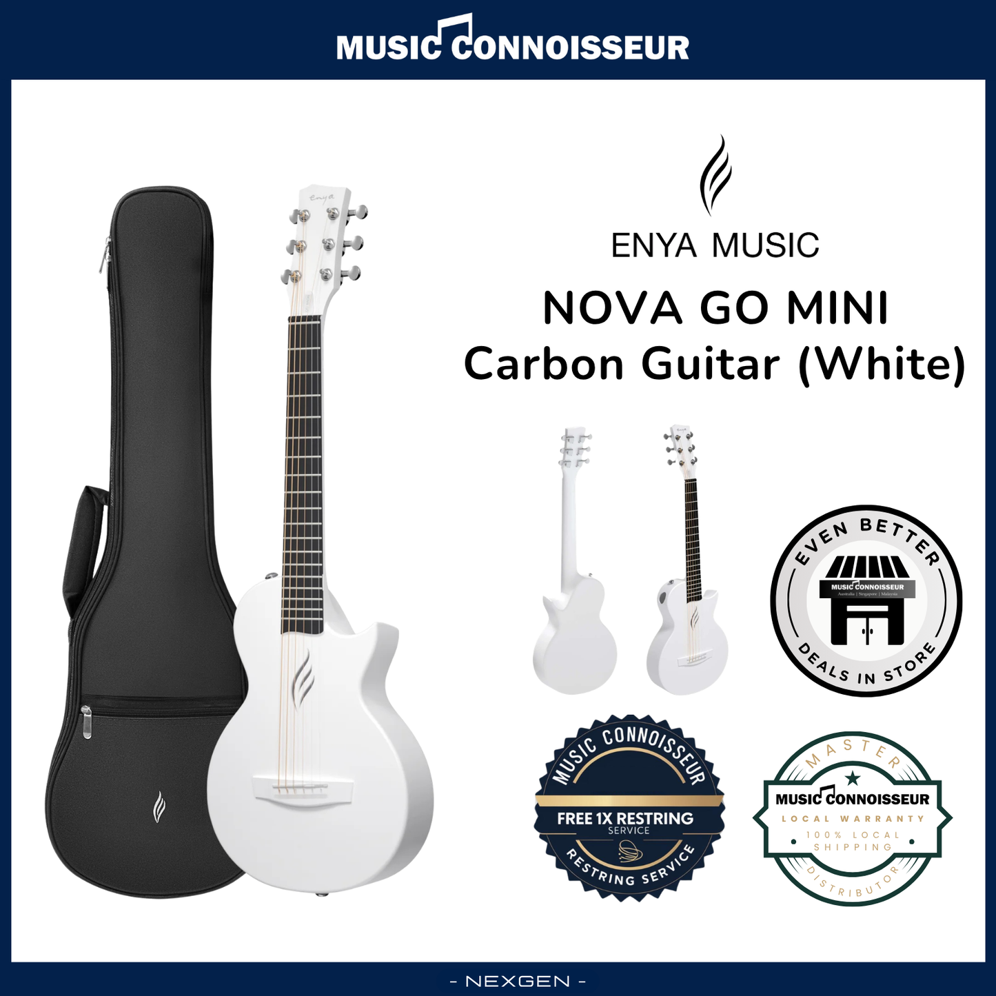 ENYA NOVA GO MINI Carbon Guitar (White)