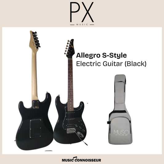 PX Allegro S-Style Electric Guitar (Black)