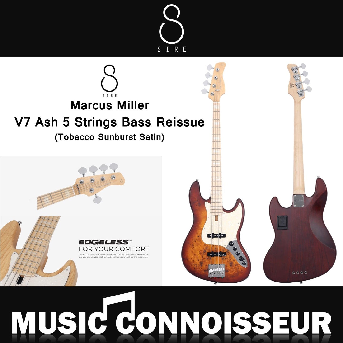 Sire Marcus Miller V7 Ash 5 Strings Bass Reissue (Tobacco Sunburst Satin)