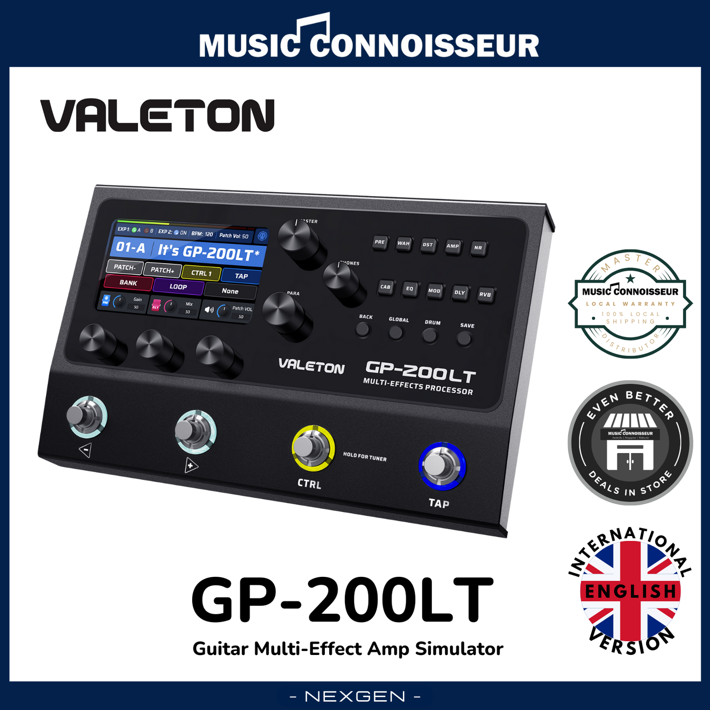 Valeton GP-200LT Guitar Multi-Effect Amp Simulator (Black) – Music