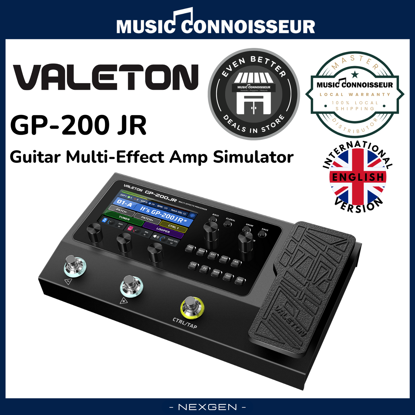 Valeton GP-200JR Guitar Multi-Effect Amp Simulator (Black)