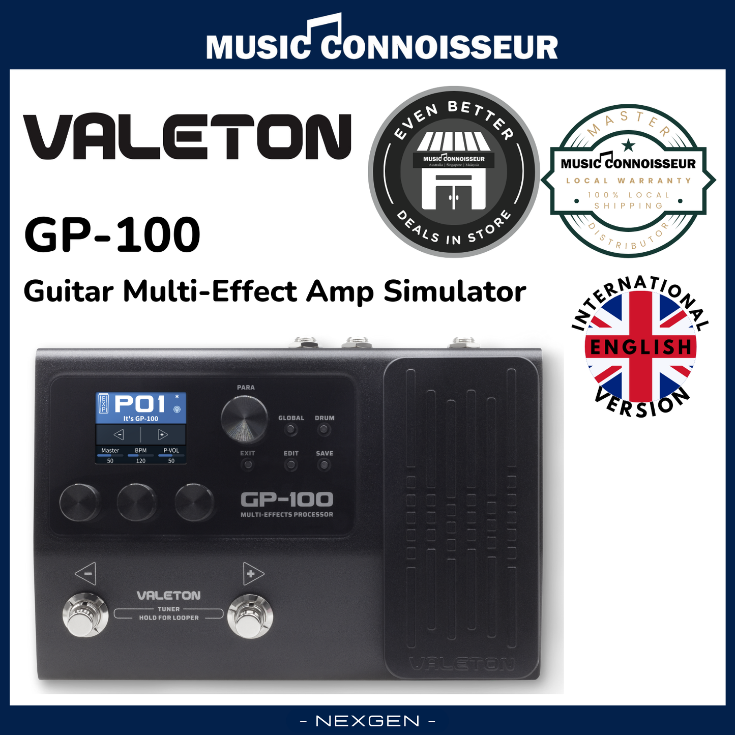 Valeton GP-100 Guitar Multi-Effect Amp Simulator (Black)