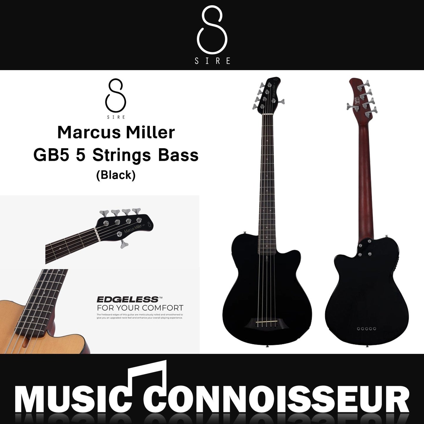 Sire Marcus Miller GB5 5 Strings Bass (Black)