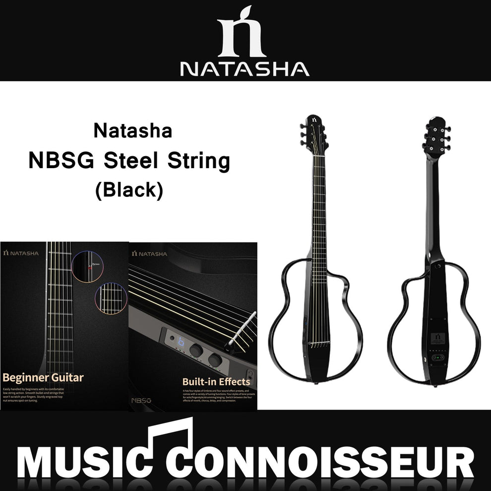 Natasha NBSG Steel String Silent Smart Guitar (BK) – Music Connoisseur ...