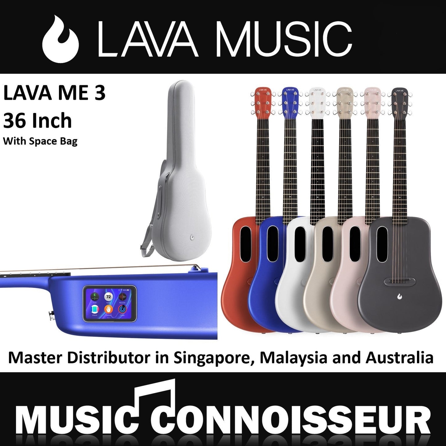Lava Me 3 36" Smart Carbon Composite Guitar (Space Gray)