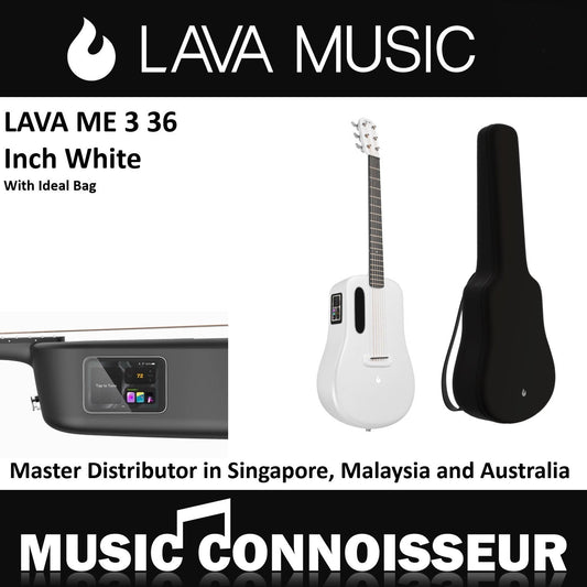 Lava Me 3 36" Smart Carbon Composite Guitar (White) with Ideal Bag